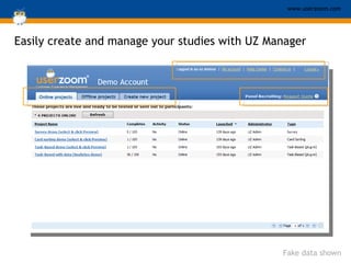 Easily create and manage your studies with UZ Manager Fake data shown 