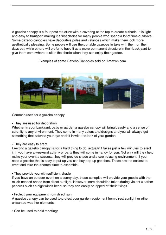Uses and Benefits of a Gazebo Canopy