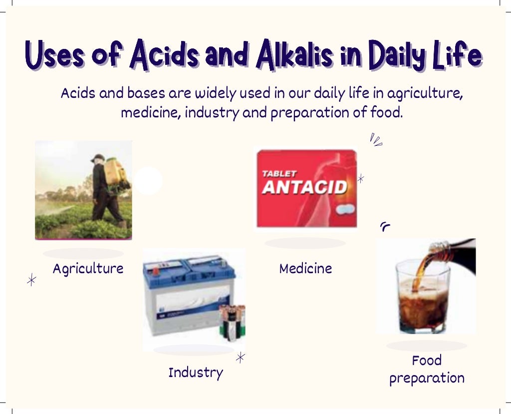 Uses of acids and alkalis in daily life