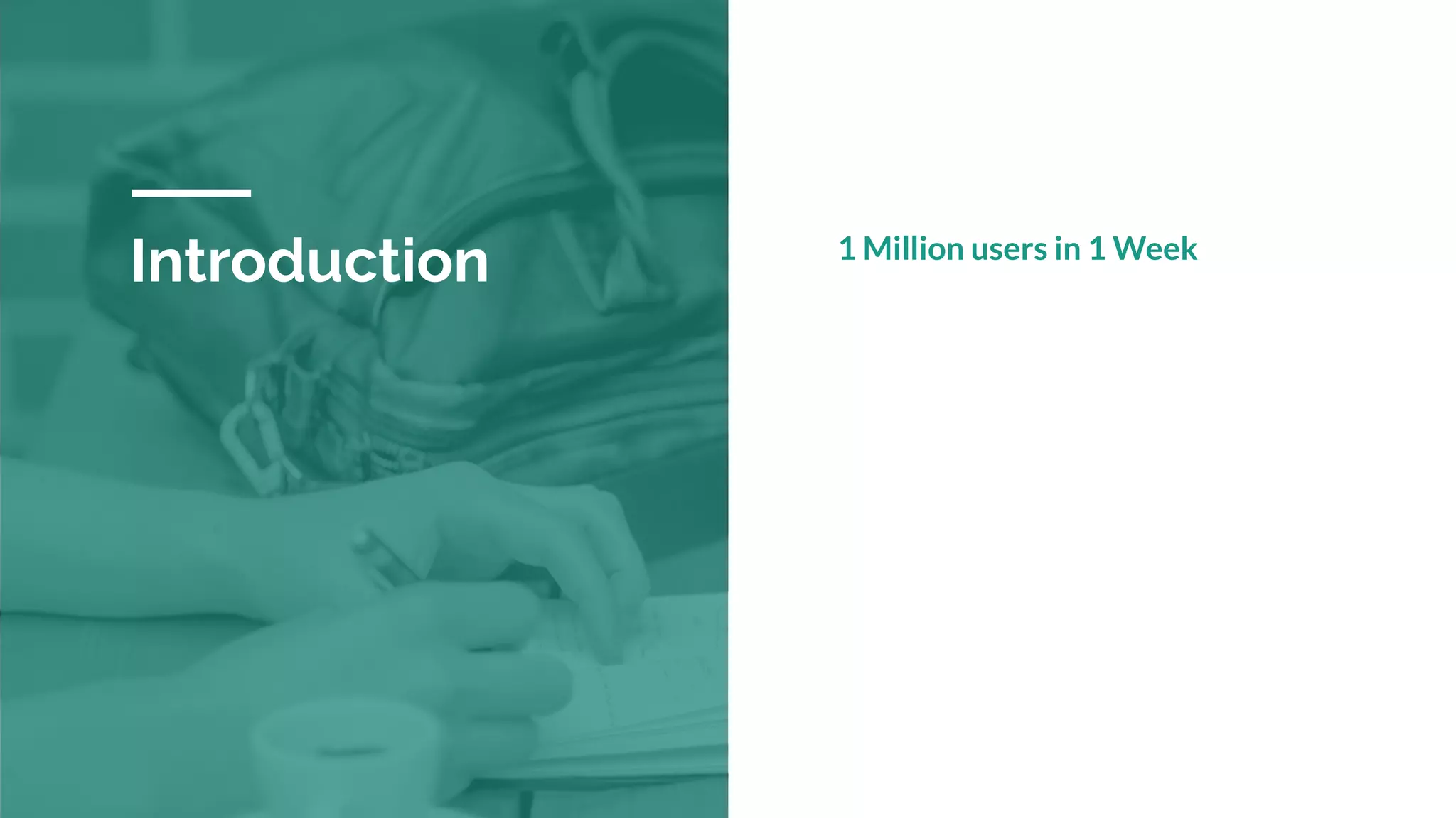 Introduction 1 Million users in 1 Week
 
