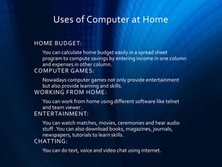 Uses of computer | PPTX