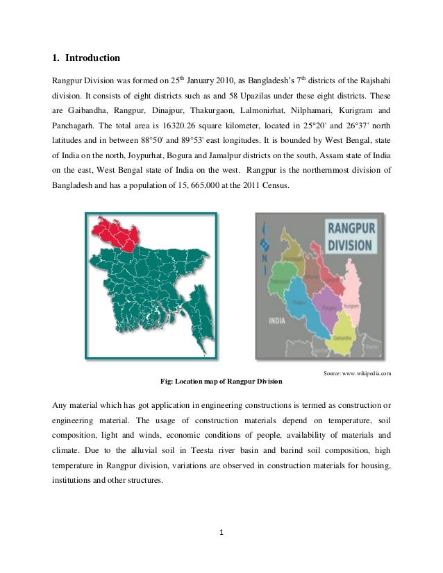 Uses of construction material in building of rangpur division in bang…