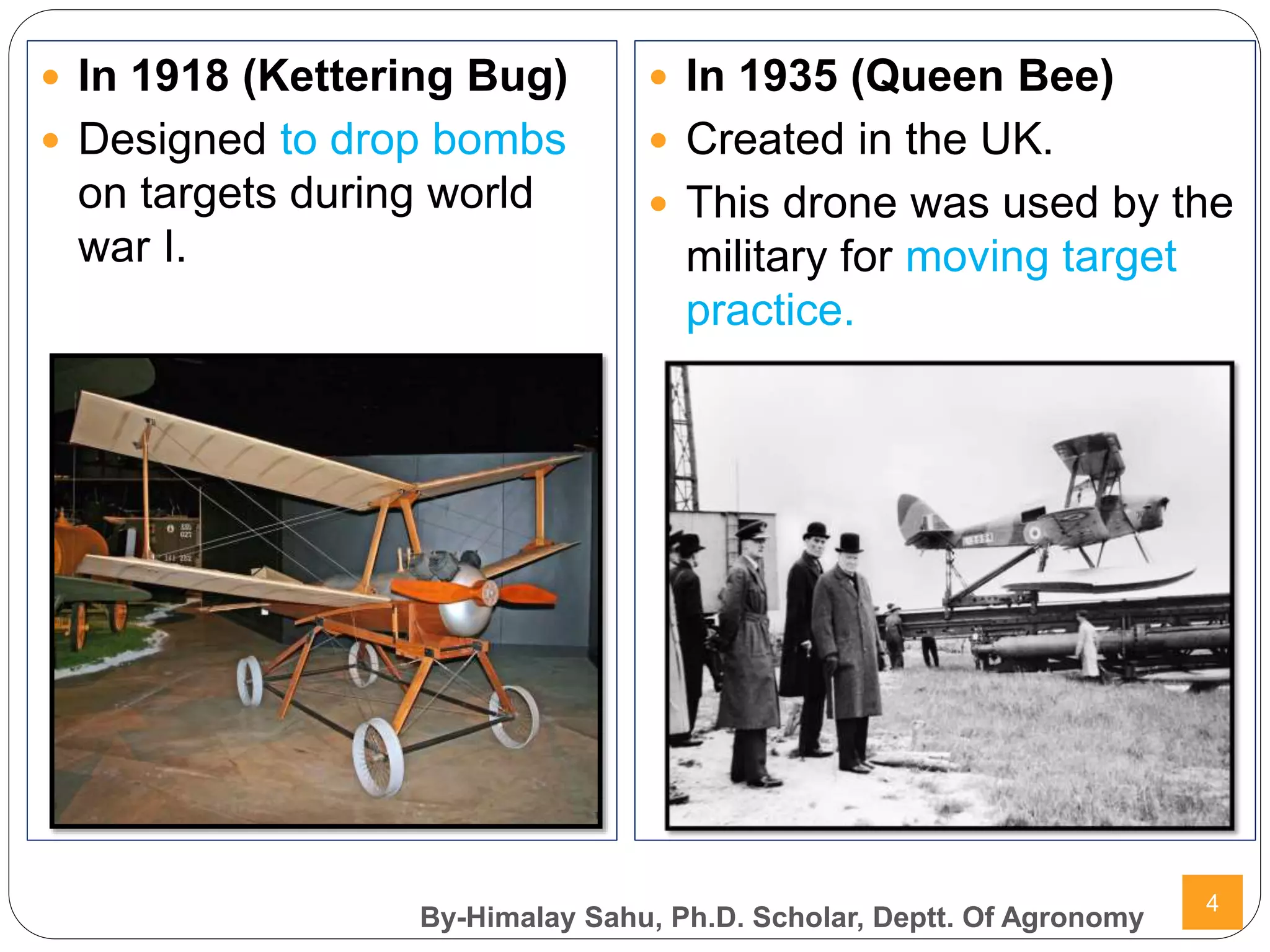 First Drones Uses of drones in general and in agriculture.pptx