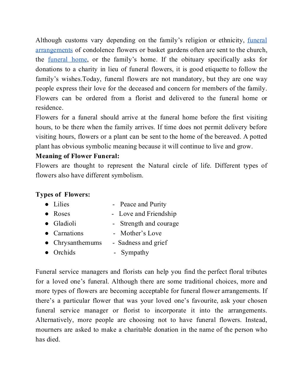 Uses of funeral services