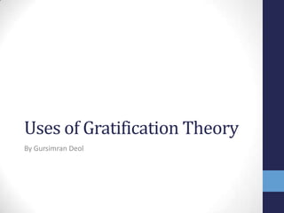 Uses of Gratification Theory
By Gursimran Deol

 