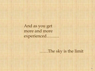 And as you get more and more experienced……………The sky is the limit