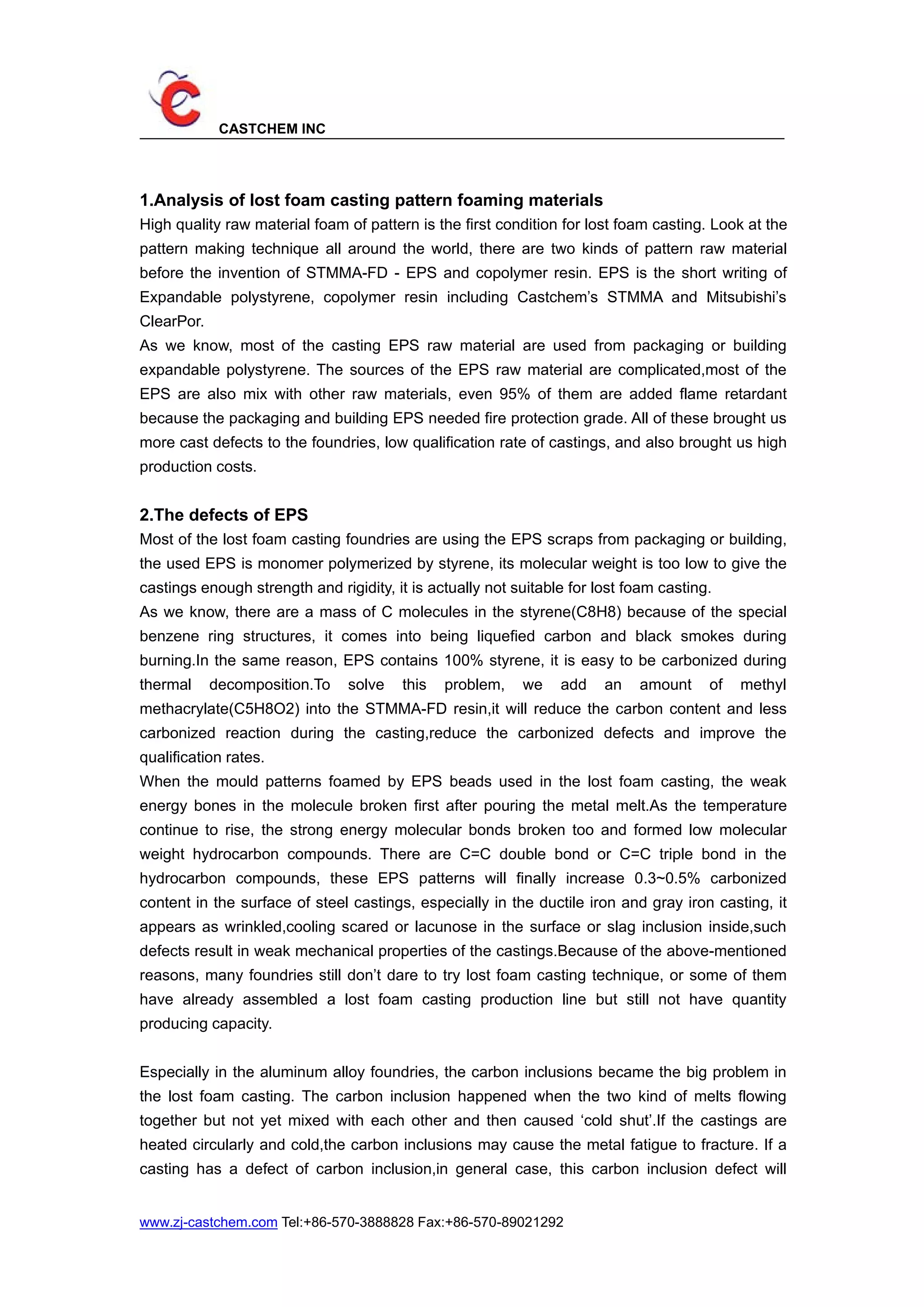 Use StMMAFD instead of EPS for lost foam casting process PDF
