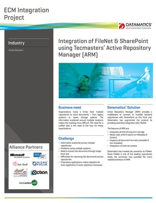  Integration of FileNet & SharePoint using Tecmasters' Active Repository Manager [ARM]