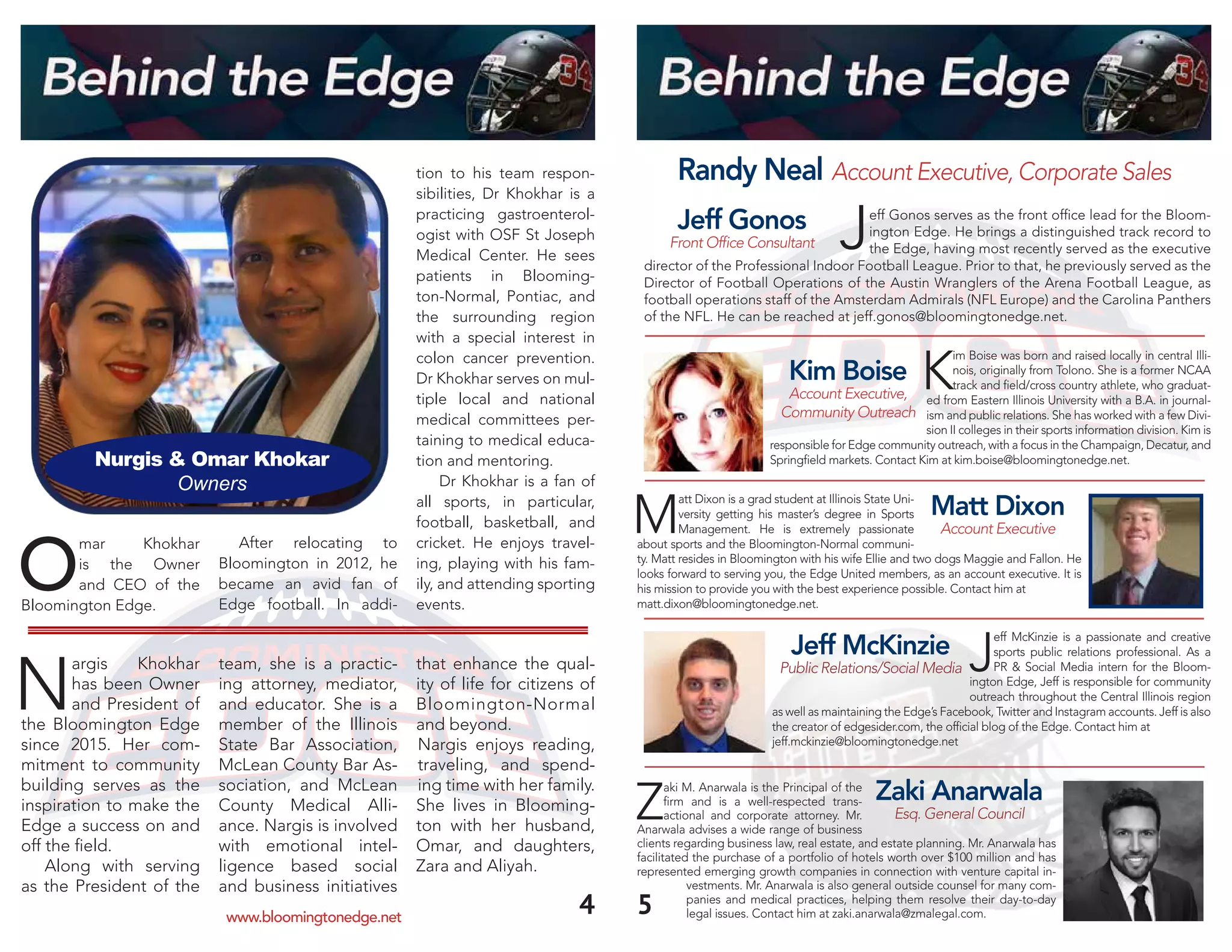 Bloomington Edge indoor football 2016 Gameday Program | PDF