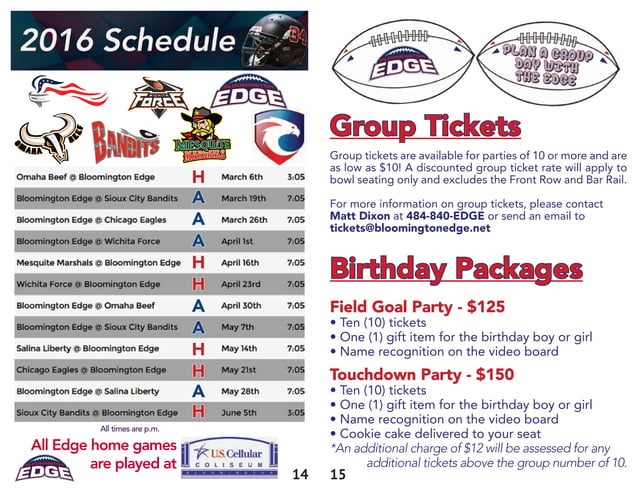 Football Program Design Bloomington Edge indoor football 2016 Gameday Program | PDF