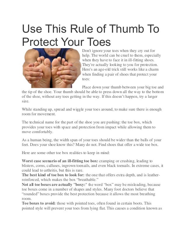 Use this rule of thumb to protect your toes