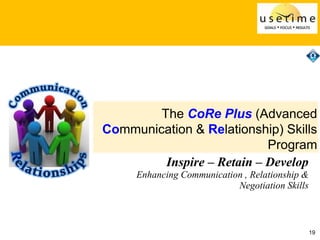 19
The CoRe Plus (Advanced
Communication & Relationship) Skills
Program
Inspire – Retain – Develop
Enhancing Communication...