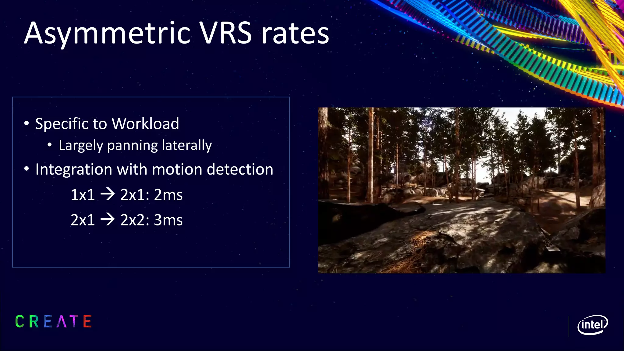 • Specific to Workload
• Largely panning laterally
• Integration with motion detection
1x1 à 2x1: 2ms
2x1 à 2x2: 3ms
Asymmetric VRS rates
 