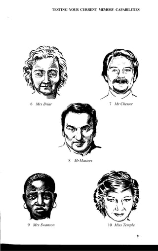 TESTING YOUR CURRENT MEMORY CAPABILITIES
8 MrMasters
9 Mrs Swanson 10 Miss Temple
21
7 Mr Chester
6 Mrs Briar
 