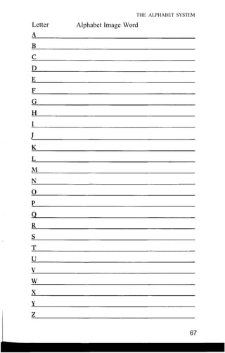 THE ALPHABET SYSTEM
Alphabet Image Word
67
Letter
 