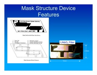 Mask Structure Device
      Features



               LiNbO3 Filter


                               2.5mm




                 10mm
 