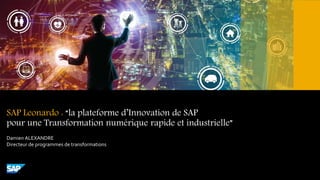 INTERNAL
Damien ALEXANDRE
Directeur de programmes de transformations
SAP Leonardo : “la plateforme d’Innovation de SAP
pour une Transformation numérique rapide et industrielle”
 