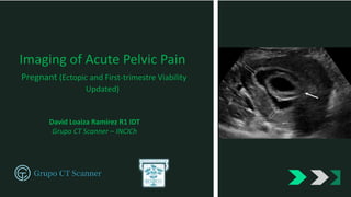 David Loaiza Ramírez R1 IDT
Grupo CT Scanner – INCICh
Imaging of Acute Pelvic Pain
Pregnant (Ectopic and First-trimestre Viability
Updated)
 