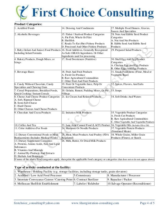 us fda food facility registration form_first choice consulting servic food facility registration form