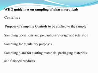 Who Sampling Plan Usfda, who guidline and iso 9000 series | PPTX