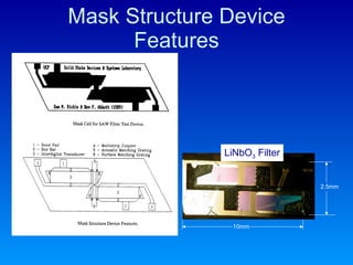 Mask Structure Device Features 2.5mm 10mm LiNbO 3  Filter 