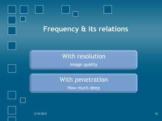 Frequency & its relations
With resolution
Image quality
With penetration
How much deep
3/15/2013 15
 