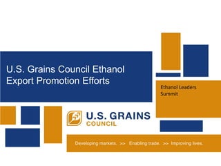 U.S. Grains Council Ethanol Export Promotion Efforts 
Ethanol Leaders Summit  