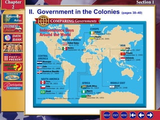 II. Government in the Colonies (pages 38–40) 
 