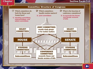 2) joint committees
1) standing committees,
subcommittees, and
select committees

3) to reconcile the House
and Senate versions
of bills

 