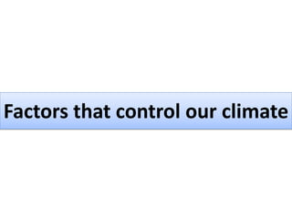 Factors that control our climate  