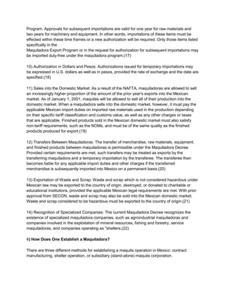 Amdo Program Authorization Us Govt Explanation Of Maquiladora | DOCX