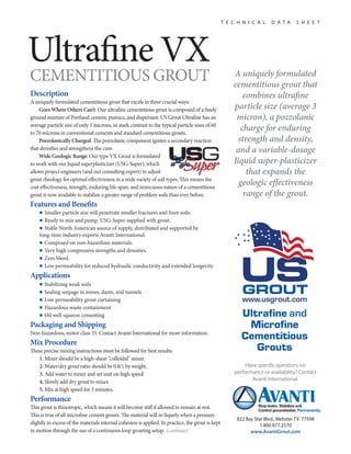 US Grout Ultrafine Cementitious Grout Type VX— Data Sheet | PDF
