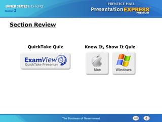 Chapter
Section

25
2

Section

1

Section Review

QuickTake Quiz

Know It, Show It Quiz

The Cold War Begins Government
The Business of

 