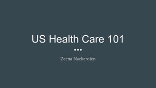 US Health Care 101
Zeena Nackerdien
 