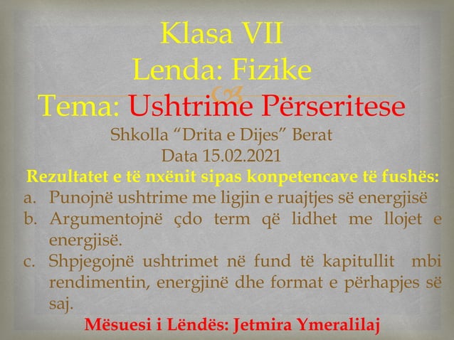 Energjia dhe llojet e saj | PPT