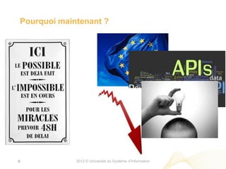 Pourquoi maintenant ?




8            2012 © Université du Système d’Information
 