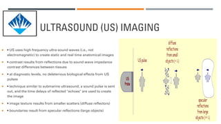 ULTRASOUND (US) IMAGING
 • US uses high frequency ultra-sound waves (i.e., not
electromagnetic) to create static and real...