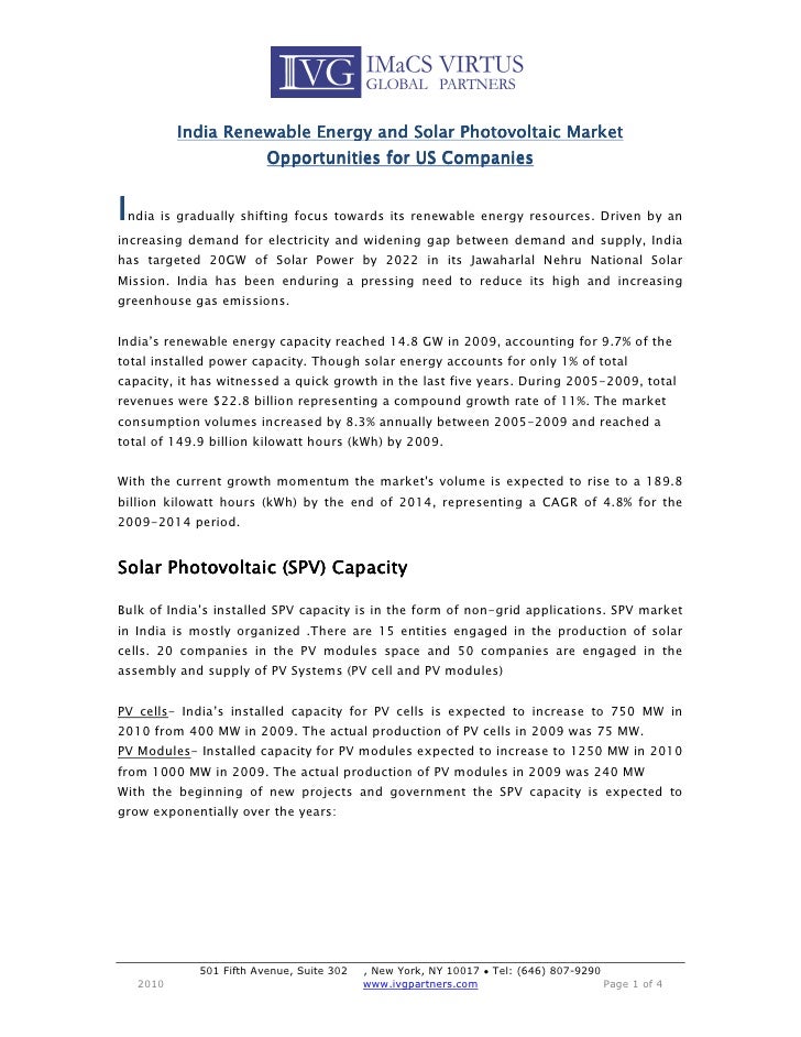 India Renewable Energy And Solar Photovoltaic Market