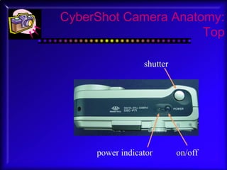 CyberShot Camera Anatomy: Top on/off power indicator shutter 