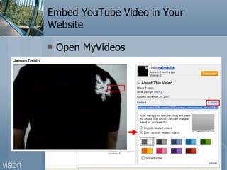 Embed YouTube Video in Your Website Open MyVideos 