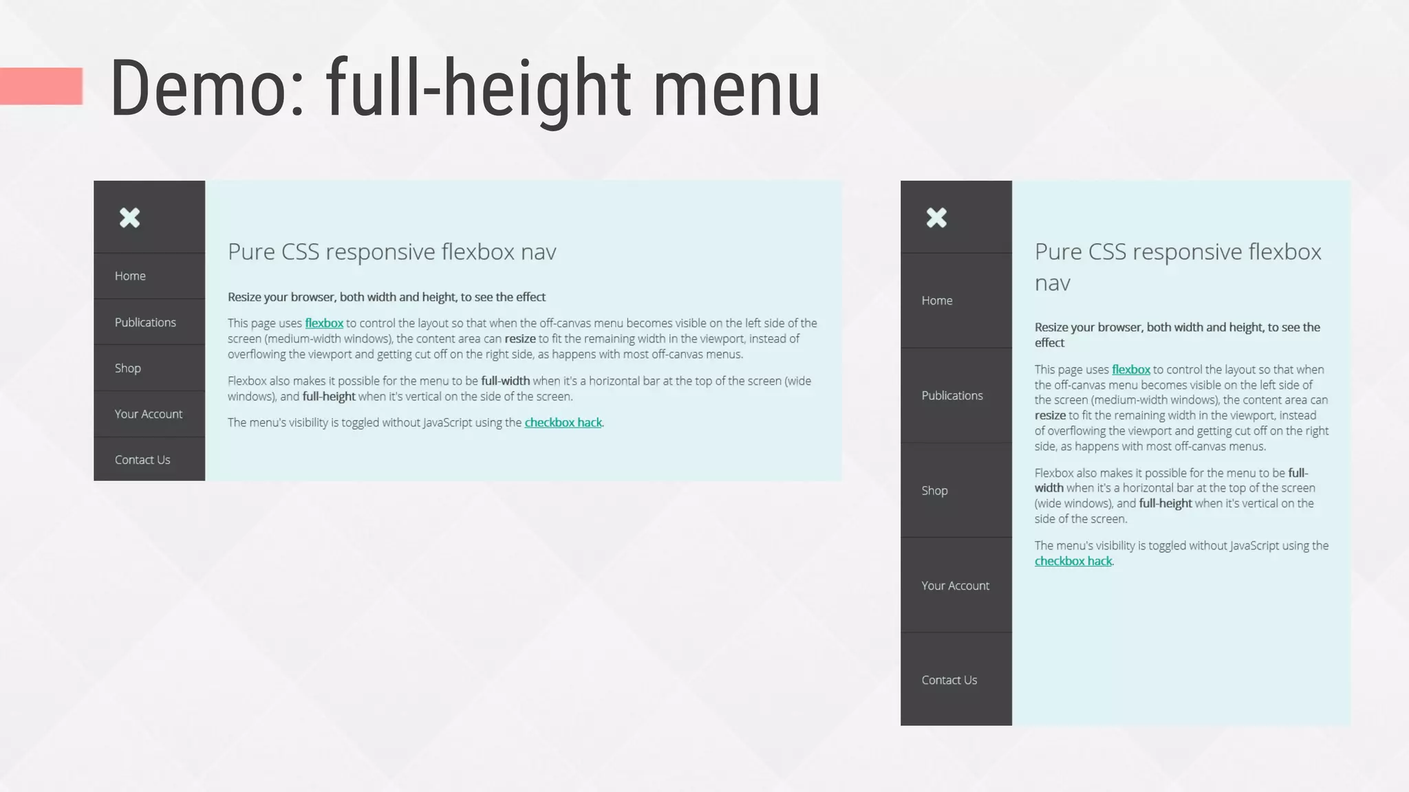 Demo: full-height menu
 