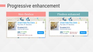 Progressive enhancement
Non-ﬂexbox Flexbox enhanced
 