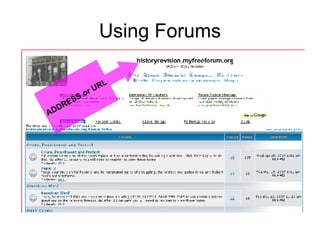 Using Forums ADDRESS or URL 