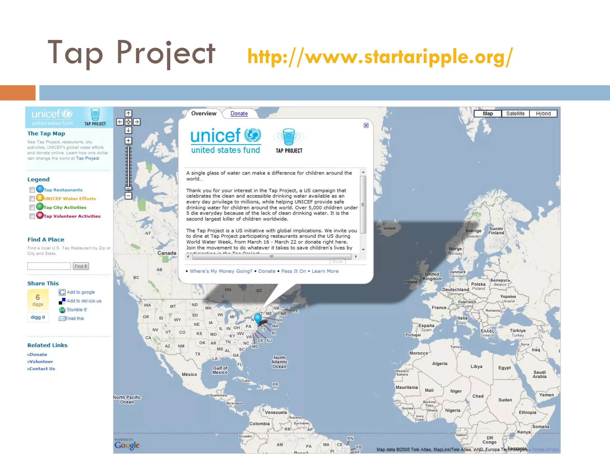 Tap Project  http://www.startaripple.org/   
