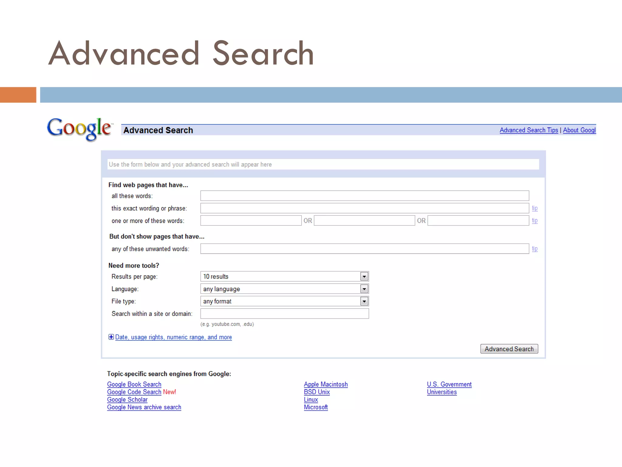 Advanced Search 