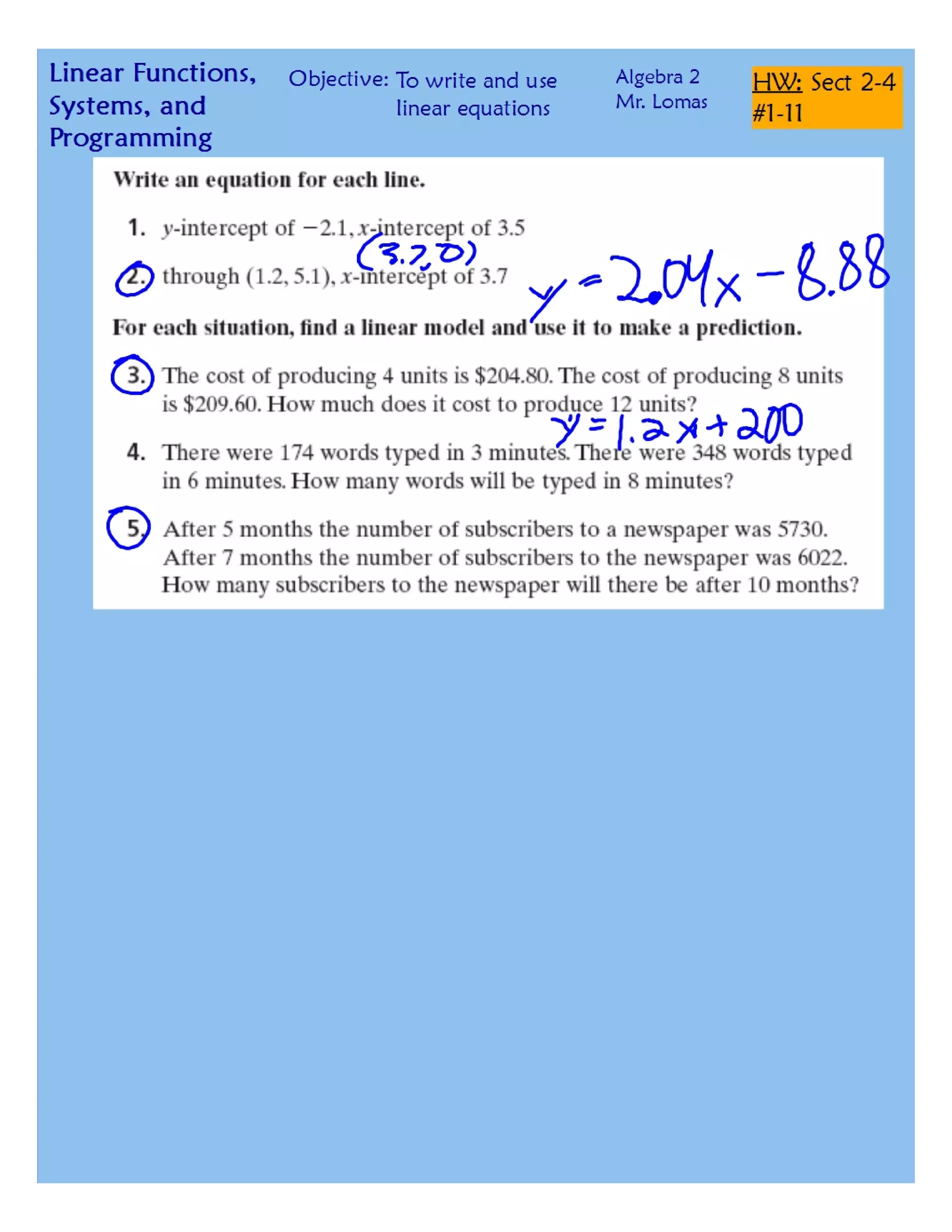 Using Linear Equations.pdf | Physics | Science