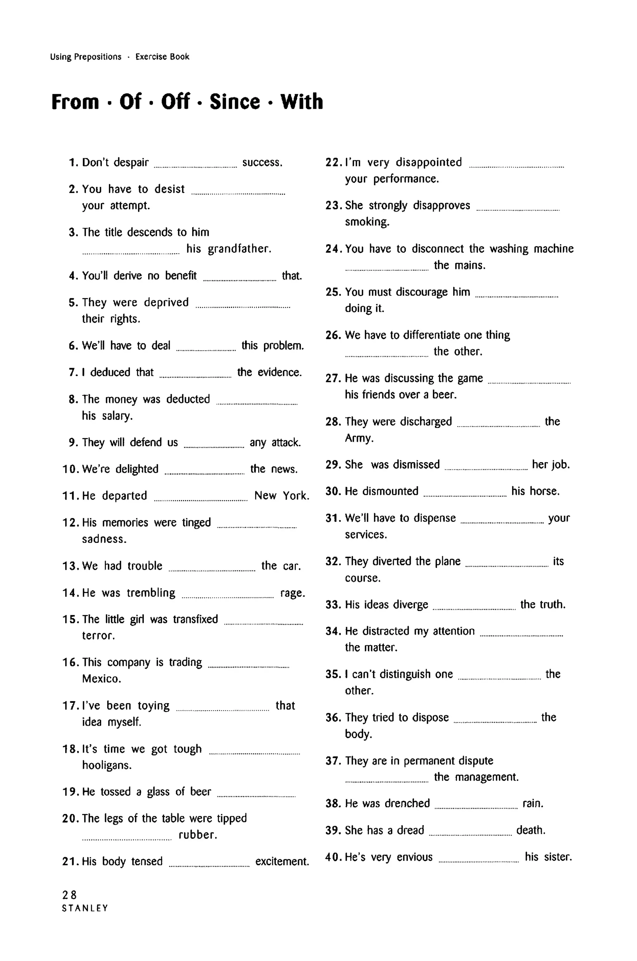 Using Prepositions Exercises Pdf