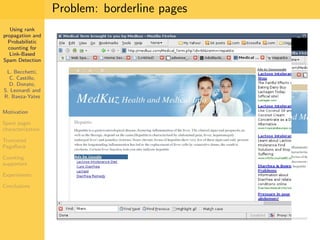 Using Rank Propagation for Spam Detection (WebKDD 2006)