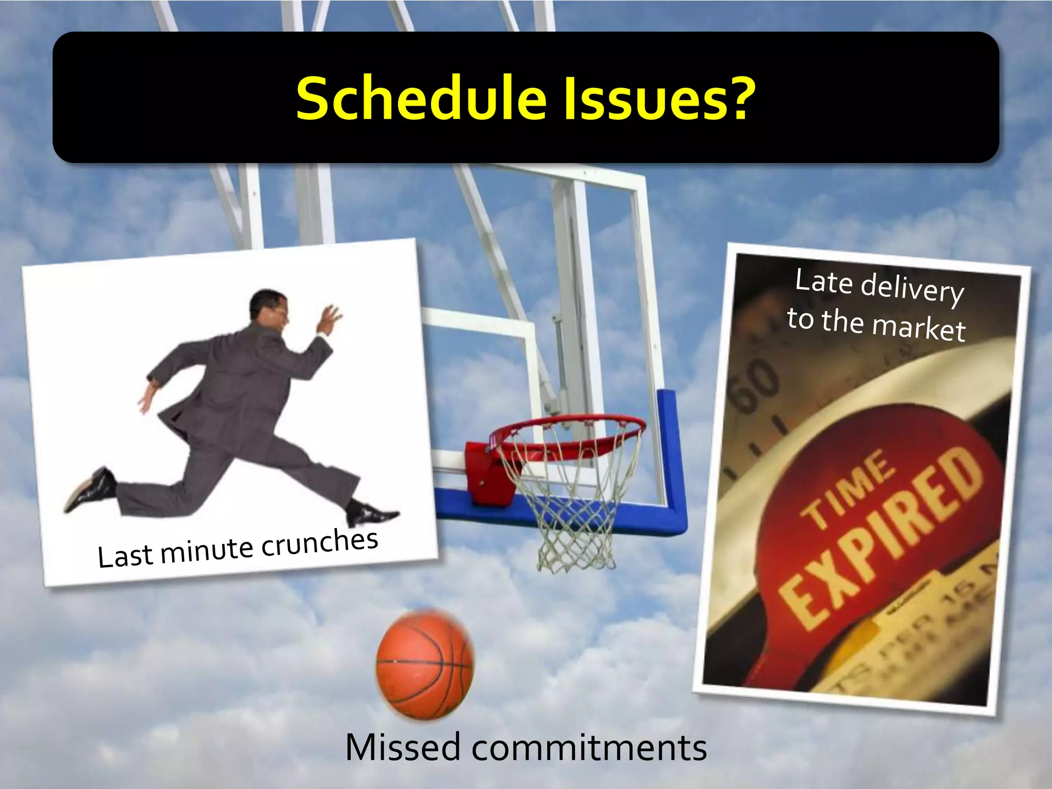 Schedule Issues?




 Missed commitments
 