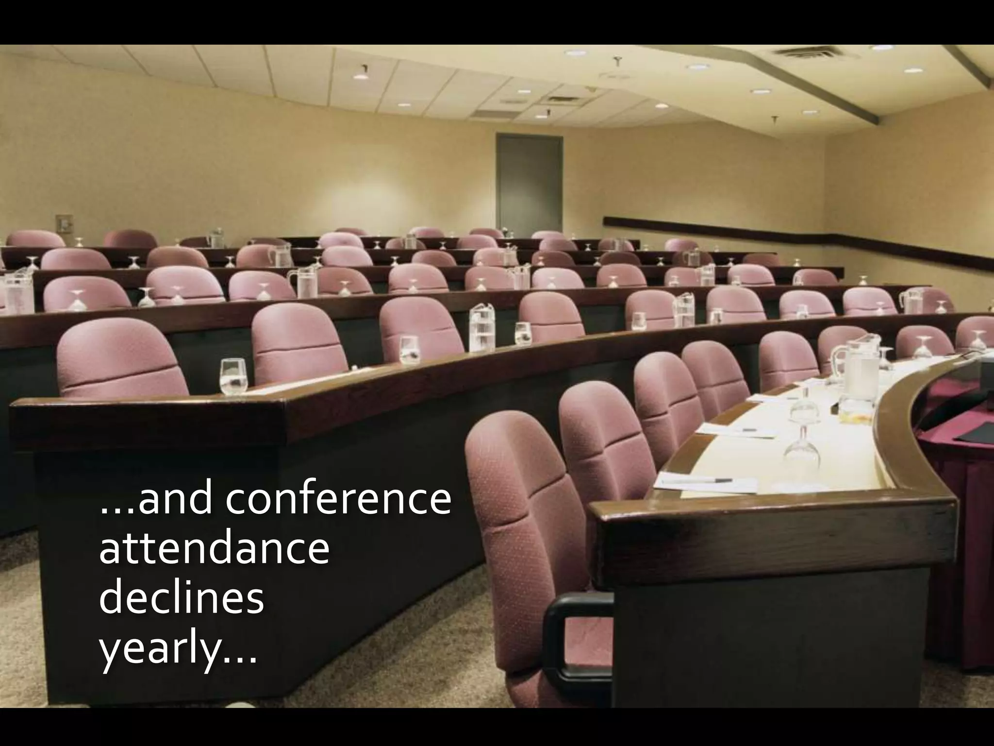 …and conference
attendance
declines
yearly…
 